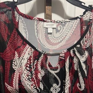 Avenue Red and Black Paisley Blouse